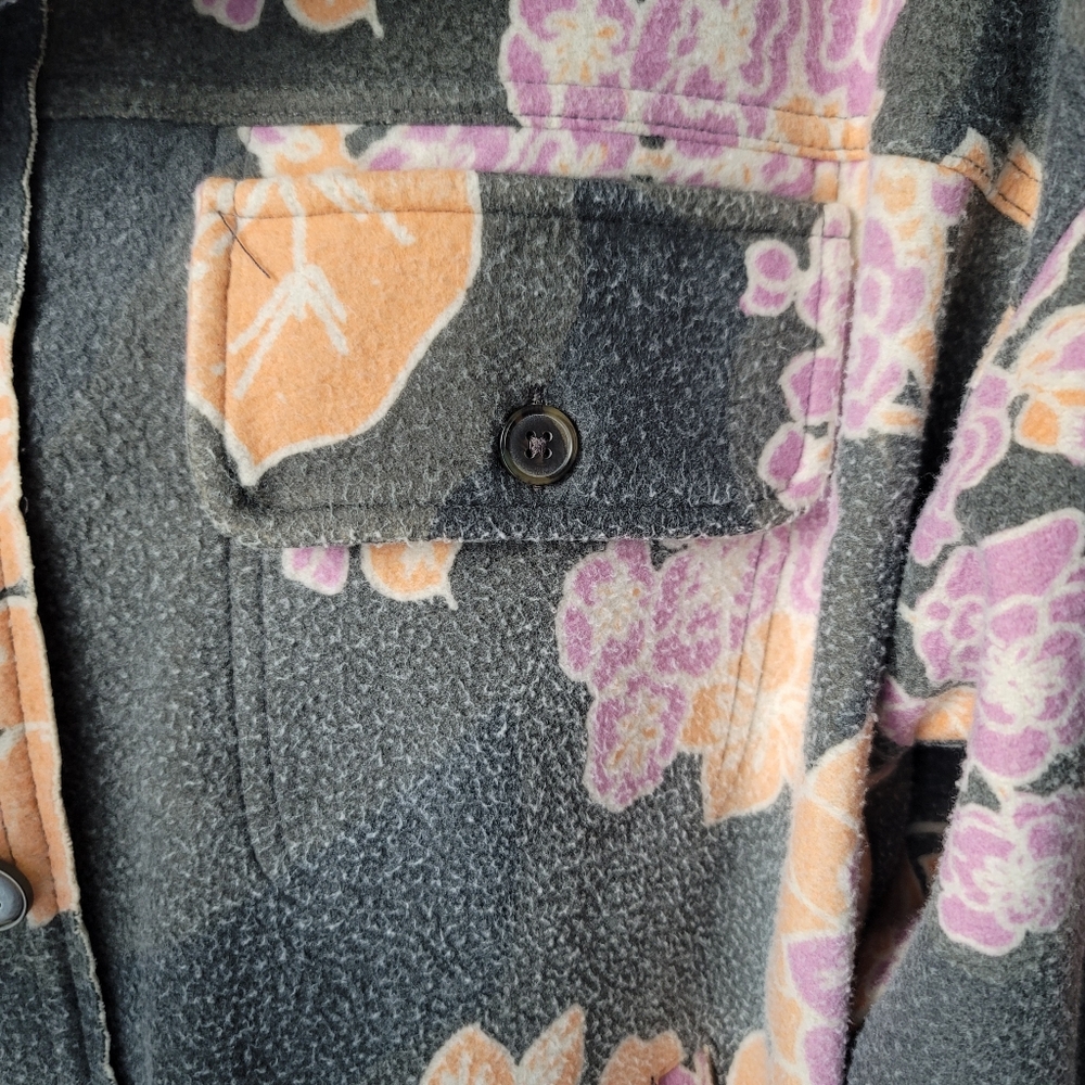 Free People Long Sleeve Overized Floral Ruby Jacket Size Small In Charcoal Combo - Picture 7 of 13